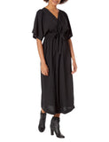 Motherhood Maternity Womens Kimono Sleeve Tie Waist Maternity Dress Jet Black XL