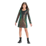 Art Class Girls Long Sleeve Sequin A-Line Dress 92642878 Multi-Colored Black XXL