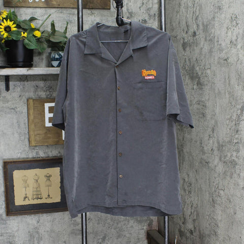 Ashworth Mens Suede Kahlua Embroidered Camp Shirt 1666b9dd45defb Gray L