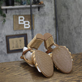 Arezzo Aria High Block Heel Strappy Sandals Natural Brown 9B