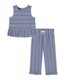 Tommy Hilfiger Baby Girls Striped Sleeveless Shirt Top Navy Blue 12M