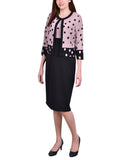 Ny Collection Blazer Jacket Polka Dot Two Piece Dress Set Katiya Pink / Black 16