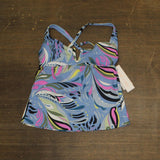 Salt + Cove Juniors Printed V-Wire Tankini Swim Top 807021 Blue Bell XS