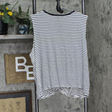 Coin 1804 Plus Size Contrast Binding Front Twist Tank Top Ivory / Navy Blue 1X