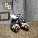 A New Day Serafina Rhinestone Slingback Kitten Heels Burgundy Dark Red 7.5M