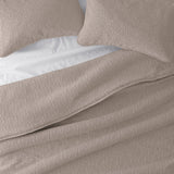 Noble Linens 3-Piece Set with Floral Stitching Latte Brown King / Cal King