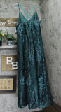 BCX Trendy Plus Size Strappy Embroidered Sleeveless Gown Emerald Green 16W