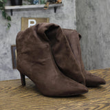 A New Day Justice Faux Suede Mid-Calf Boots with Cone Heel 94568890 Brown 8.5M
