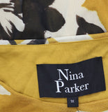 Nina Parker Trendy Printed Mesh Midi Dress 1023-CSD026W Yellow Flower Print 1X