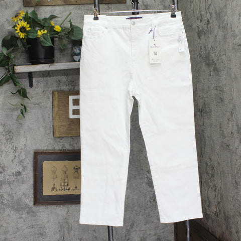 Gloria Vanderbilt Petite Amanda High Rise Straight-Leg Jeans White 16P Short