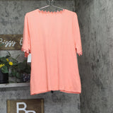 Charter Club Lace-Trimmed V-Neck Knit Top 100142938MS Sandy Pink 2XL