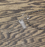 Chico's Beaded Opera Long Necklace with Pave Focal Bead Gray 32" + 5"