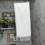Style & Co. Womens Solid Patchwork Weave Fringe Fuzzy Scarf Ivory White Multi