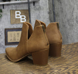 Sun + Stone Womens Pull On Elizaa Booties 10010962100 Cognac Brown 12M