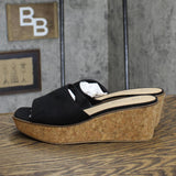 Sun + Stone Womens Charlottee Wedge Sandals 10012598300 Black 10M