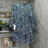 City Studios Juniors Tiered Chiffon Fit & Flare Dress Teal Blue / Rust XL
