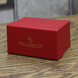 Peugeot Watch with Bold Arabic Numerals and Leather Band Black / Silver Gray