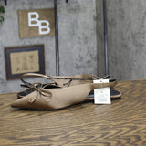 A New Day Womens Camille Satin Slingback Bow Flats 94648296 Brown 9M