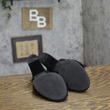 Allegra K Back to College Open Toe Chunky Heeled Sandals Faux Suede Black 6.5M