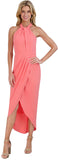Julia Jordan Womens Knot-Neck Midi Halter Dress JJ38691 Melon Pink 14