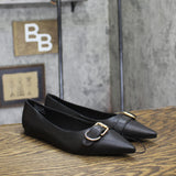 A New Day Pointed Toe Buckle Ballet Flats 94462478 Black 6.5M