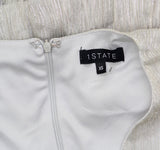 1. STATE Womens Metallic Crinkled Tiered V-Neck Dress Silver Gray / Gold XS