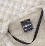 Aqua Womens Fuzzy Fringe Houndstooth Ruana 061276 Oat Brown / Ivory Off White