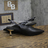 A New Day Samantha Slingback Heels Faux Leather with Memory Foam Black / Gold 7M