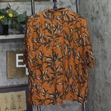 Officine Generale Button-Down Camp Shirt Rouille Iced Coffee Brown Multi XL