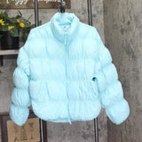Joylab Loose Fit Mock Turtleneck Double Zipper Puffer Jacket Waterspout Blue L