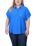 Ny Collection Womens Plus Size Short Extended Sleeve Blouse WRJU4719 Blue 3X
