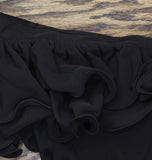 Siena Womens Ruffled V-Neck Ponte Bodycon Mini Dress SATP1725 Black 2