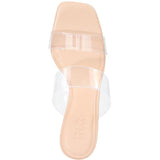 INC International Concepts Transparent Slip On Wedge Sandals Clear Brown 9.5M