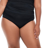 Lauren Ralph Lauren Womens Plus Size Shirred High Waist Swim Bottoms Black 18W