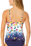 Anne Cole Floral Gradient Triangle Tankini Top Swim Gradient Floral Blue Multi L