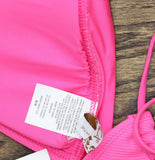 Becca Womens Modern Edge Textured Rib Halter Bikini Top 543857 Pink Glo M
