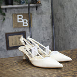 Nine West Women’s Rhonda3 Kitten Heel Slingback Pumps Ivory Off White 6.5M
