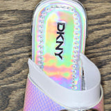 DKNY Women's Footwear Isha Flat Sandal K4169795 Silver Iridescent Halcott 6.5M