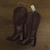 A New Day Rhonda Under-Knee Block Heel Boots 94637582 Burgundy Red 7M