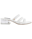 Jones New York Strappy Block Heel Slide Sandal Open Toe JNY-UNIKA White 8M