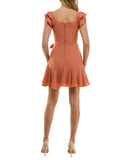 Trixxi Juniors Ruffle-Sleeve Faux-Wrap Dress 26ED087HWI Burnt Orange M