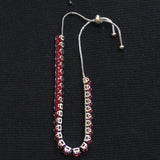 Slider Adjustable Tennis Bracelet Silver Gray / Red