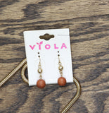 Viola Statement Lariat Necklace & Dangle Earring Set Gold / Brown