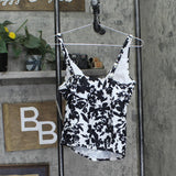 Island Escape Womens Monterey V-Neck Tankini Swim Top N760933 Black / White 8