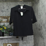 Calvin Klein Womens Crepe Jersey Polo Shirt Knit 44C221G Black L