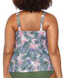 Raisins Printed Tankini Swim Top with Sweetheart Neckline N840913 Pink Multi 16W