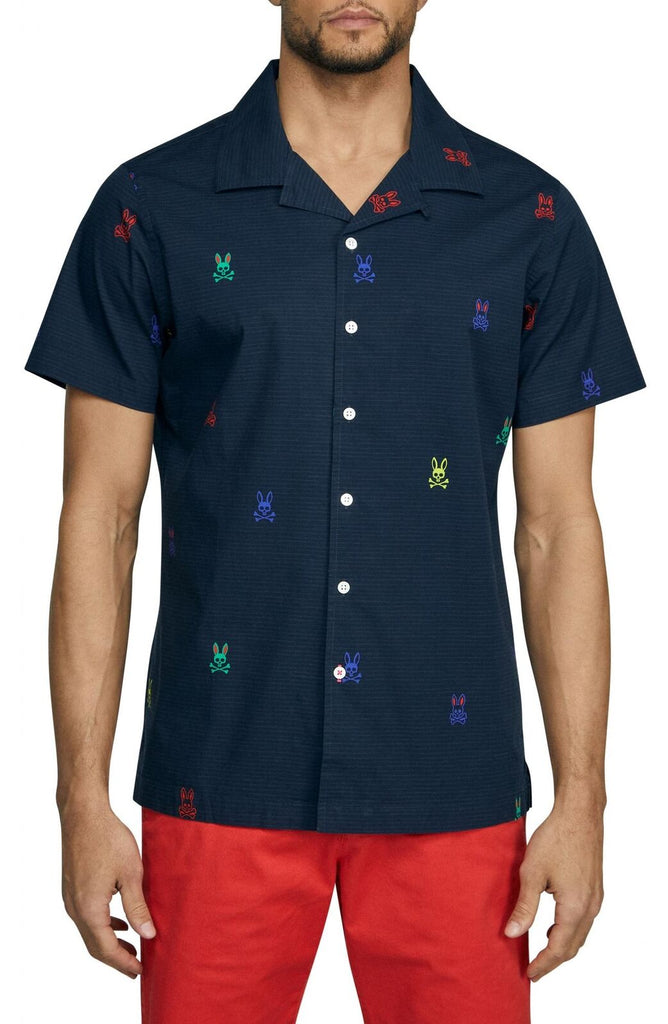 psycho bunny dress shirts Psycho Bunny Caleb Short Sleeve Cotton Button-Up Shirt B6Q242S1CO – Biggybargains