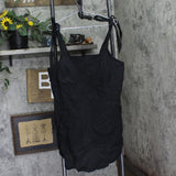And Now This Trendy Plus Size Sleeveless Midi Cotton Tie-Shoulder Dress Black 0X