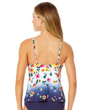 Anne Cole Womens Floral Dip-Dyed Swim Tankini Top 25MT22414 Blue Multi XS