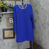 Tahari ASL Womens Rhinestone Trim Shift Dress DAM625-T4 Cobalt Blue 10